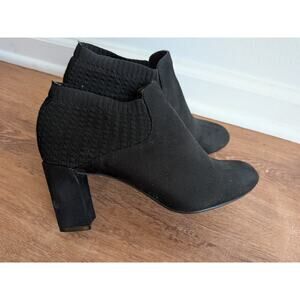 IMPO Stretch Boots Women 6.5 Vegan Suede Vada Ankle Booties Textured black